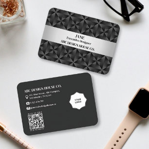 Minimalistische 3D Gradient Black Diamond geometri Visitekaartje