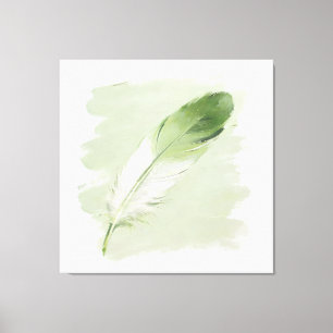 Minimalistische 3D-olieverf groene verfstreekveer Canvas Afdruk