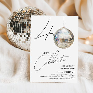 Minimalistische 40e Disco Ball verjaardagsfeestje Kaart