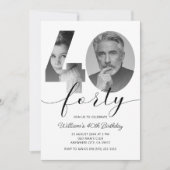 Minimalistische 40e verjaardag Veertig foto Kaart (Voorkant)