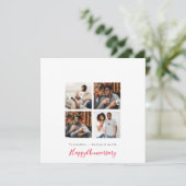 Minimalistische 4 foto Collage Personaliseer Jubil Kaart (Staand voorkant)