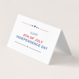 Minimalistische 4 juli Onafhankelijkheidsdag Groet Visitekaartjes