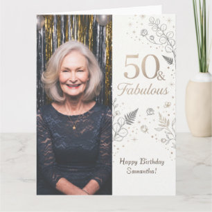 Minimalistische 50 en Fabulous Bloemige Gevouwen F Kaart
