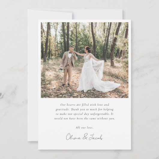 Minimalistische 5 foto boog bruiloft bedankkaart (Achterkant)
