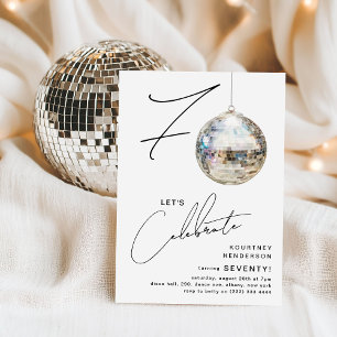 Minimalistische 70ste verjaardagsfeest met Disco B Kaart