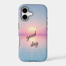 Minimalistische 80s Sunset Grid "Goede Dag" Hoesje