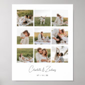 Minimalistische 9 foto collage huwelijkscadeau op poster (Voorkant)