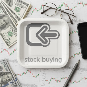 Minimalistische aandelen kopen moderne financiële  papieren bordje