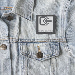 Minimalistische aandelen kopen moderne financiële vierkante button 5,1 cm