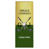Minimalistische Aangepaste Elegante Golf Monogram Wijn Cadeautas (Achterkant)