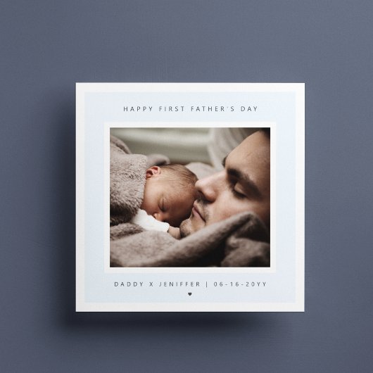 Minimalistische Aangepaste Foto Eerste Vaderdag Mo Kaart