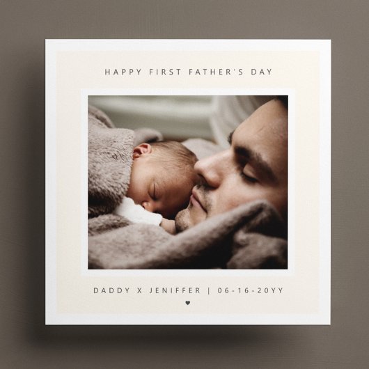 Minimalistische Aangepaste Foto Eerste Vaderdag Mo Kaart
