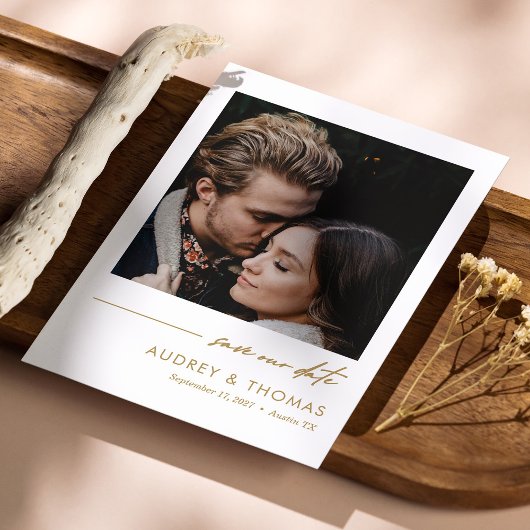 Minimalistische aangepaste foto Opslaan van de dat Save The Date