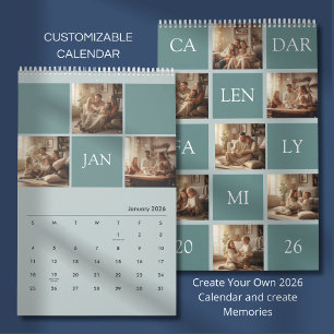 Minimalistische aangepaste gezinsfoto 2026 kalender