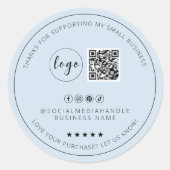 Minimalistische aangepaste lichtblauw dank u Stick Ronde Sticker (Voorkant)