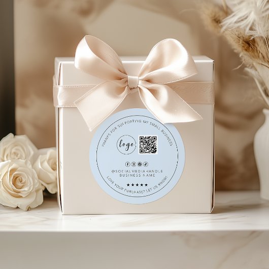 Minimalistische aangepaste lichtblauw dank u Stick Ronde Sticker