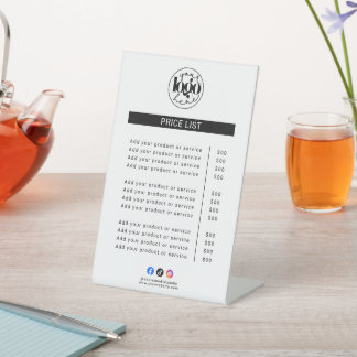 Minimalistische Aangepaste Logo Zakelijke Prijslij Reclamebord Met Voetstuk