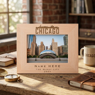 Minimalistische aangepaste silhouet van de skyline gegraveerde lijstjes