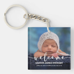 Minimalistische aankondiging van de foto Baby ter Sleutelhanger