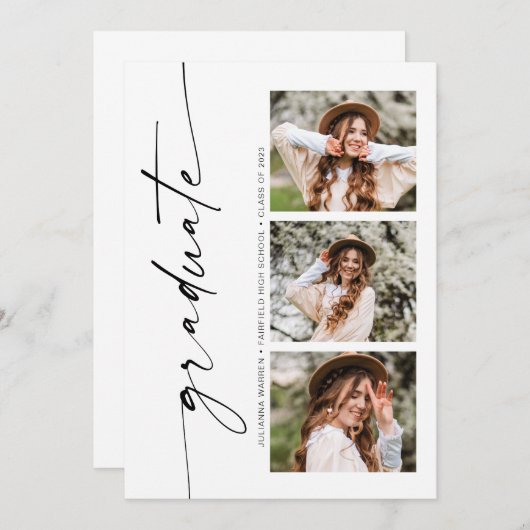 Minimalistische aankondiging van het Afstuderen va (Voorkant / Achterkant)