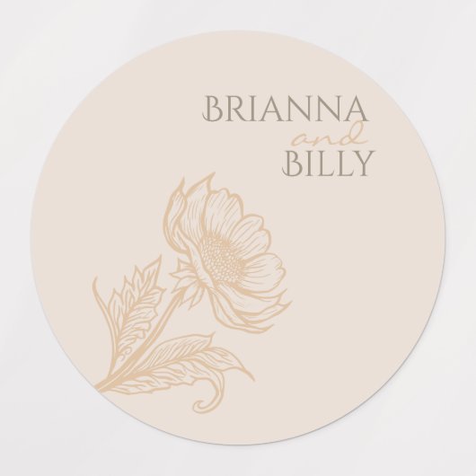 Minimalistische aardse bloemige bruiloft stickers (Design 2)