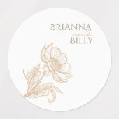 Minimalistische aardse bloemige bruiloft stickers (Design 1)