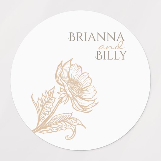 Minimalistische aardse bloemige bruiloft stickers (Design 1)