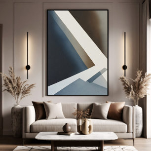 Minimalistische Abstract Blauw Grijs Beige Canvas Afdruk