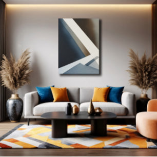 Minimalistische Abstract Blauw Grijs Beige Poster