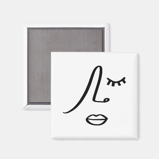 Minimalistische Abstract gezicht Modern Art Design Magneet (Voorkant / Achterkant)