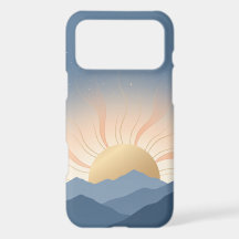 Minimalistische abstracte berg met gouden zonsopga