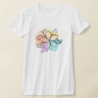 Minimalistische Abstracte Bloem Lijn Kunst T-Shirt