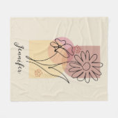 Minimalistische abstracte bloemlijnkunst fleece deken (Voorkant (Horizontaal))