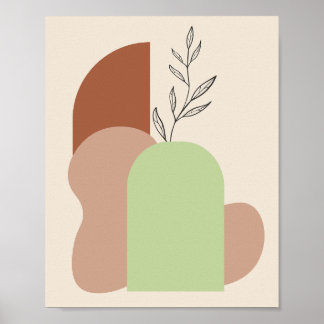 Minimalistische Abstracte Boog & Botanische Muurku Poster