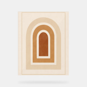 Minimalistische Abstracte Boogprint - Aardtinten Acryl Bord