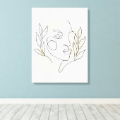 Minimalistische Abstracte Face Line Art Canvas Afdruk (Insitu (Houten vloer))