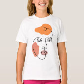 Minimalistische Abstracte Gezichtsportret Line Art T-shirt (Voorkant)