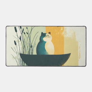 Minimalistische Abstracte Lake Chubby White Cat Ca Bureaumat