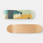 Minimalistische Abstracte Lake Chubby White Cat Ca Skateboard (Horizontaal)