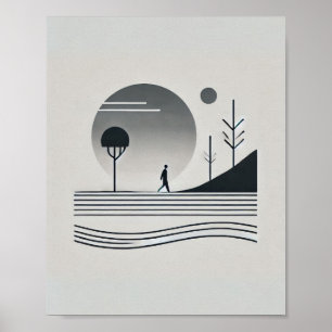 Minimalistische Abstracte menselijke reis muurkuns Poster