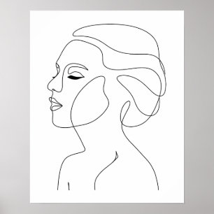Minimalistische Abstracte mooie vrouw lijn art Poster