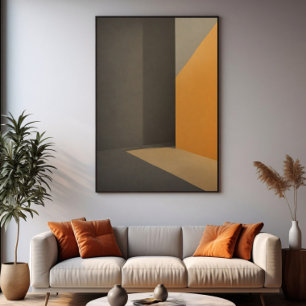 Minimalistische Abstracte Oranje en Grijs Poster