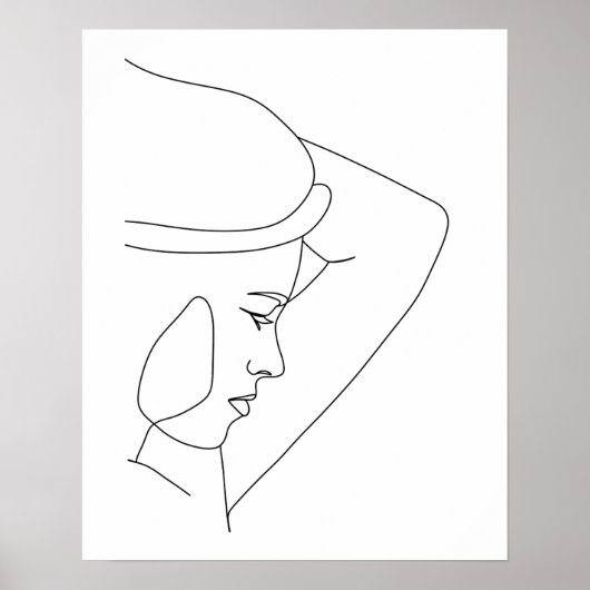 Minimalistische Abstracte Vrouw Line Art Poster (Voorkant)