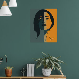 Minimalistische Abstracte Vrouwen Gezicht – Modern Poster