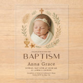 Minimalistische Acryl Doop Uitnodiging met Foto Acryl Uitnodigingen (Voorkant)