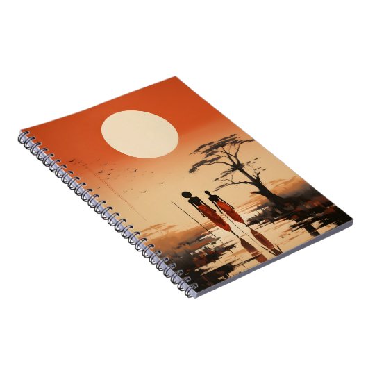 Minimalistische Afrikaanse kunst Elegante zwarte A Notitieboek (Rechterzijde)