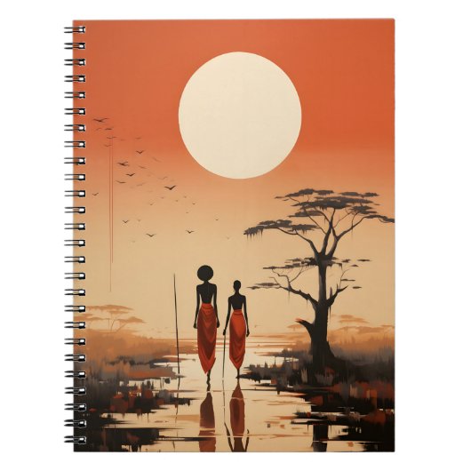 Minimalistische Afrikaanse kunst Elegante zwarte A Notitieboek (Voorkant)