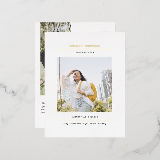 Minimalistische afstuderen aankondiging briefkaart (Voorkant / Achterkant)