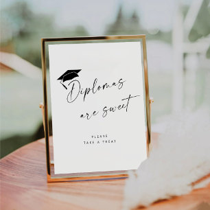 Minimalistische Afstuderen diploma's zijn zoet Reclamebord Met Voetstuk