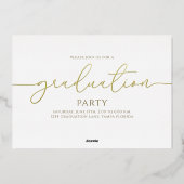 Minimalistische Afstuderen Gold Script-fotocollage Folie Uitnodiging (Achterkant)
